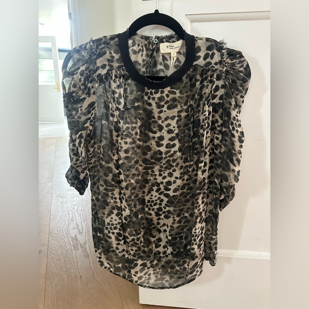Isabel Marant Black Leopard Print Women's Top